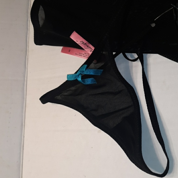 ☆Brand NEW☆Sexy Lace Push-Up Teal Blue & Black Bustier/G-String/Corset Set-Small - Picture 9 of 16